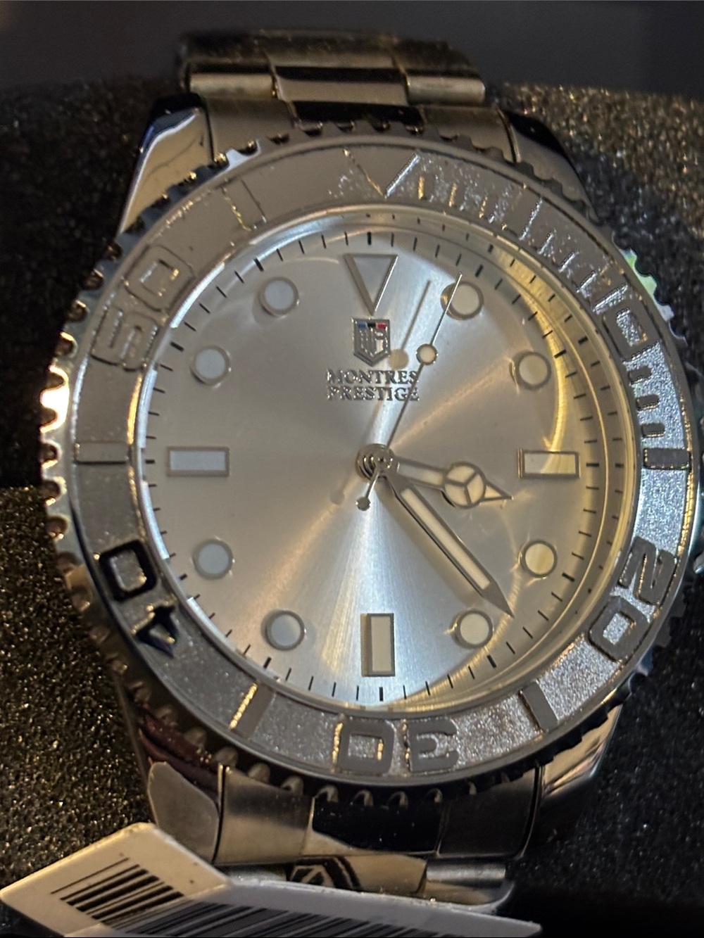 Men's Silver Stainless Steel Dive-Style Watch